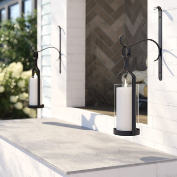 Gamne Tall Black Glass Wall Sconce Candle Holder